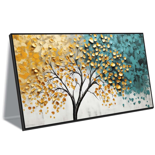 Golden Breeze & Aqua Dreams Canvas Art Wall Painting