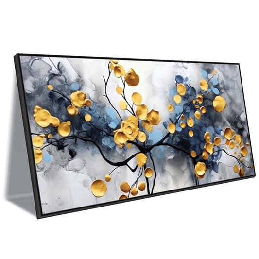 Abstract Teal and Gold Flowers Canvas Wall Art
