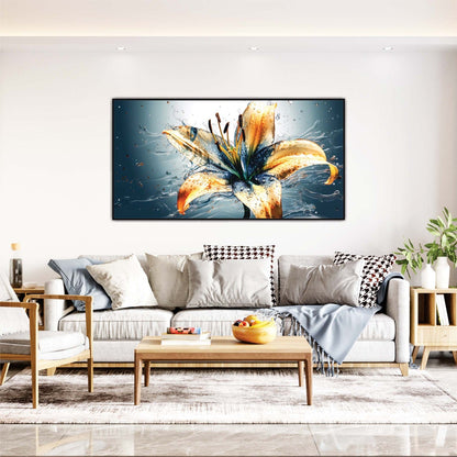 Water Splash Orange Lily Canvas Wall Art