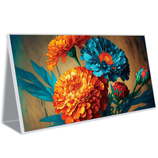 Abstract Teal and Gold Flowers Canvas Wall Art