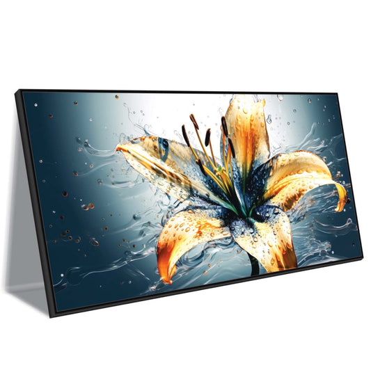 Water Splash Orange Lily Canvas Wall Art