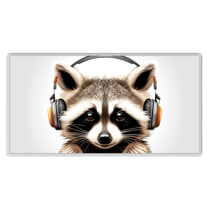 Raccoon Headphones Listening Music Landscape Canvas Art