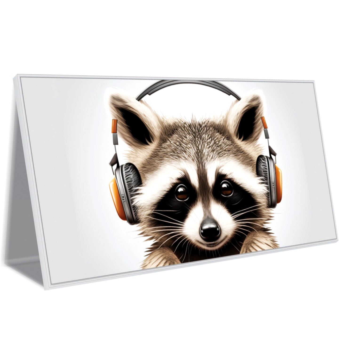 Raccoon Headphones Listening Music Landscape Canvas Art