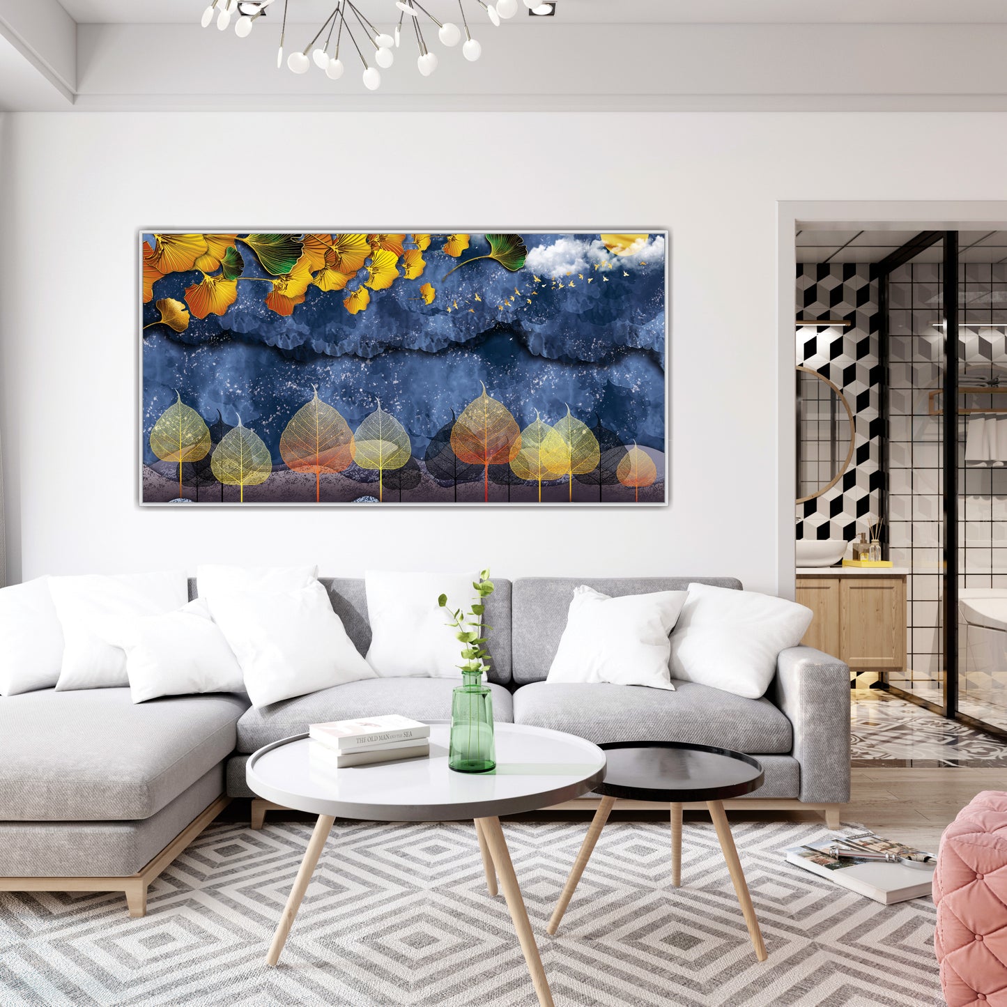 Flower and Leaves Canvas Art