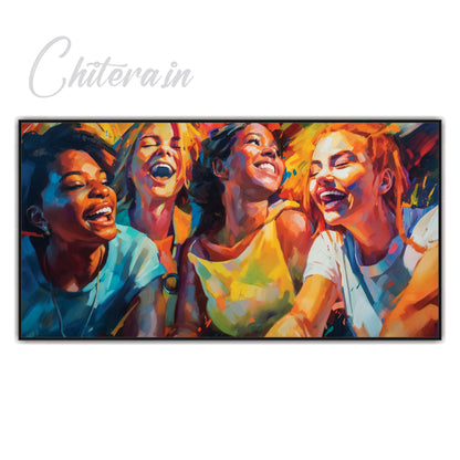 Group of Friends Laughing Landscape Canvas Art