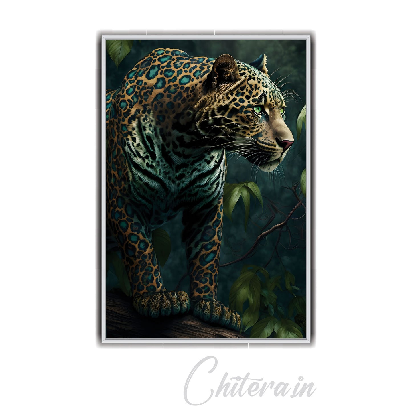 Jaguar Through Leaves Landscape Canvas Art