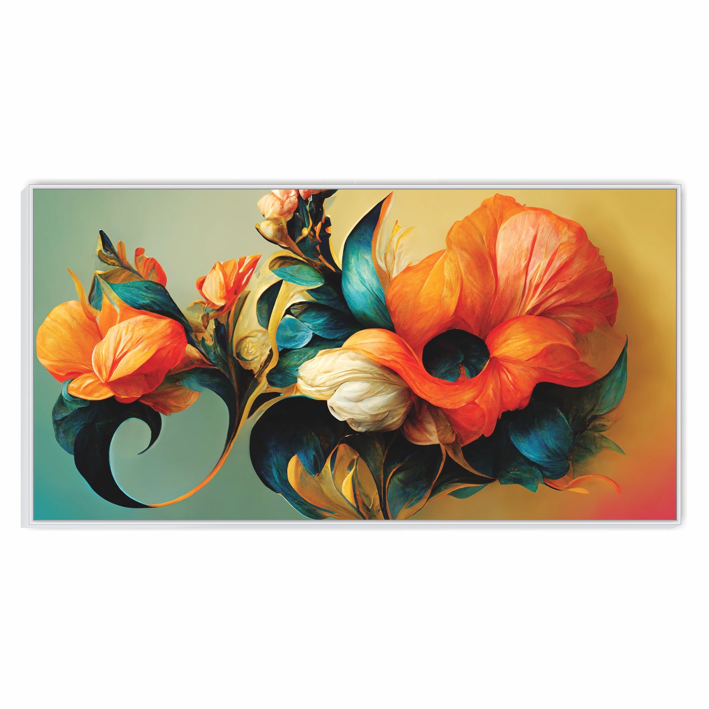 Vibrant Symphony: A 3D Canvas of Orange Blossoms and Whimsical Wings