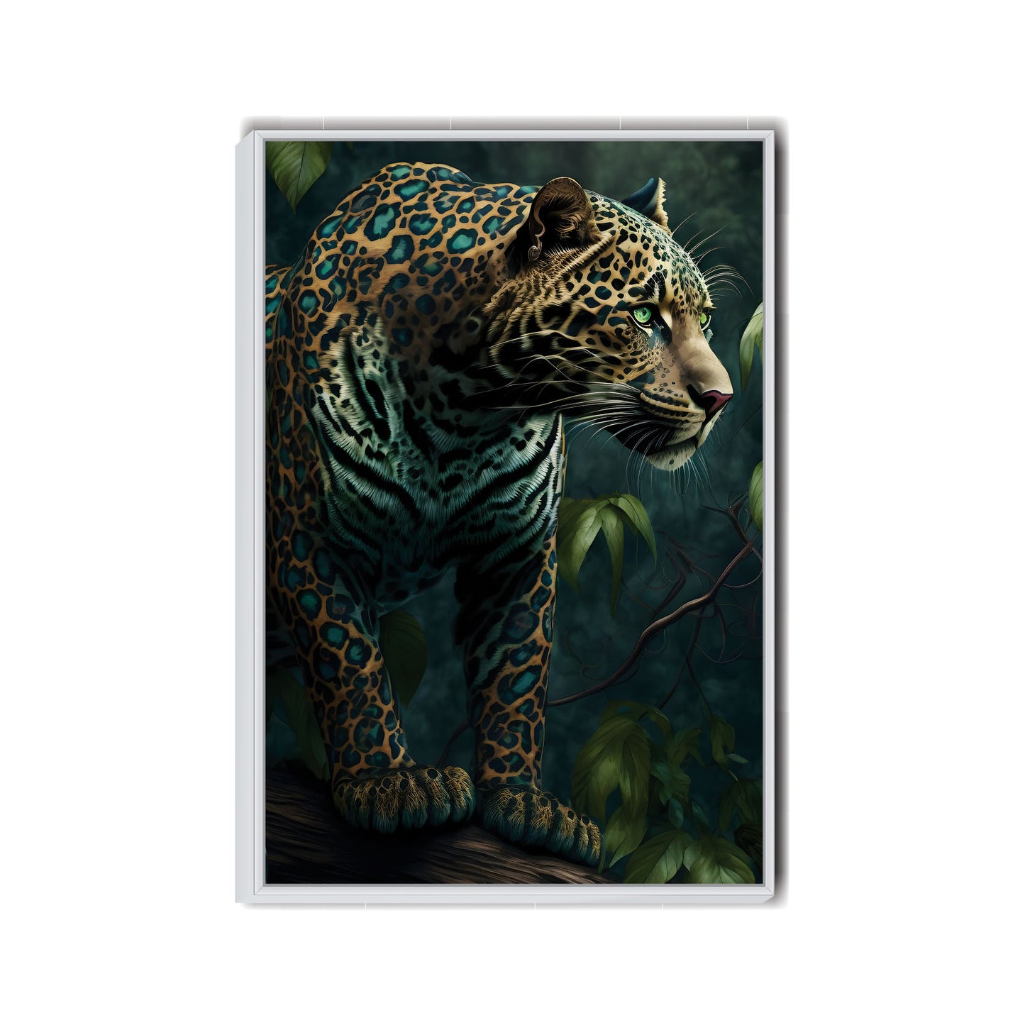 Jaguar Through Leaves Landscape Canvas Art