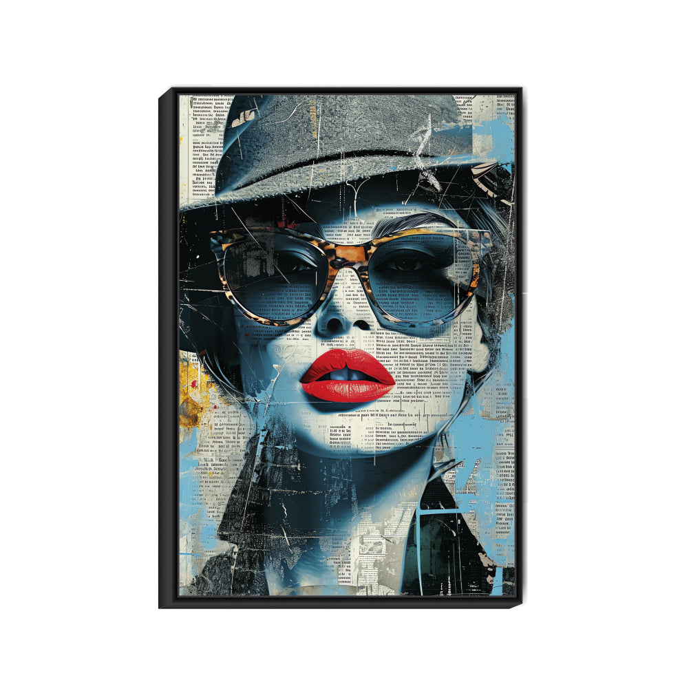 woman made with newspapers Canvas Art Wall Painting