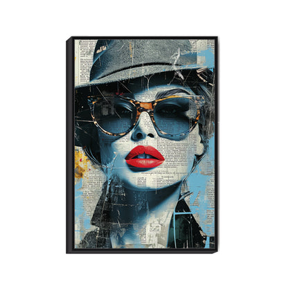 woman made with newspapers Canvas Art Wall Painting