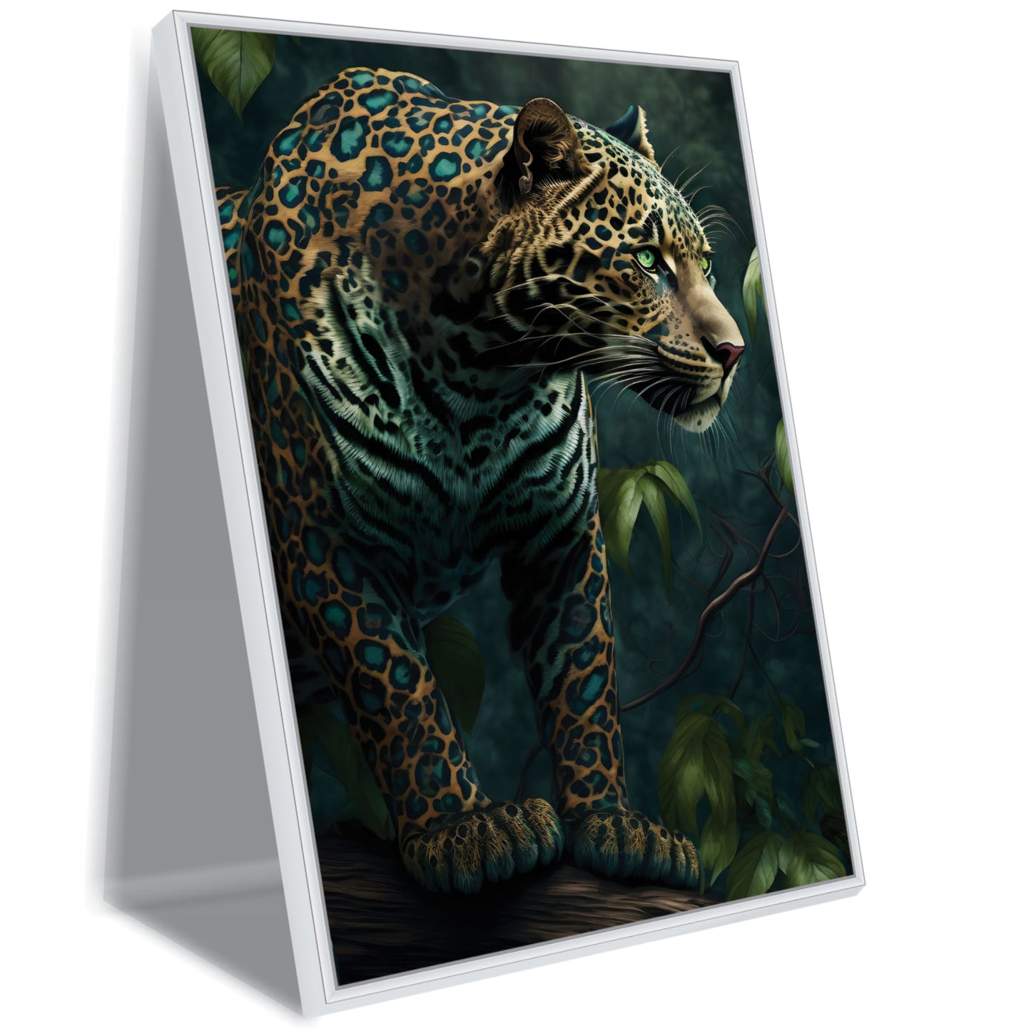 Jaguar Through Leaves Landscape Canvas Art