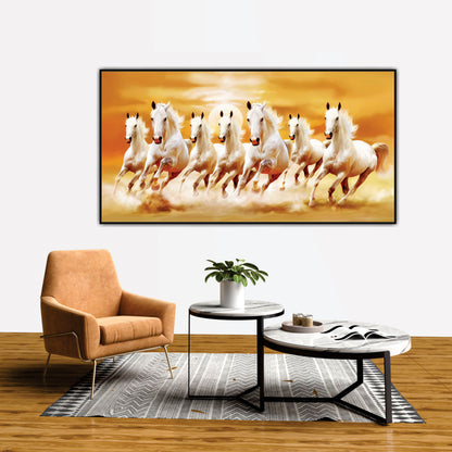 Seven horse running art Canvas Print Wall Painting