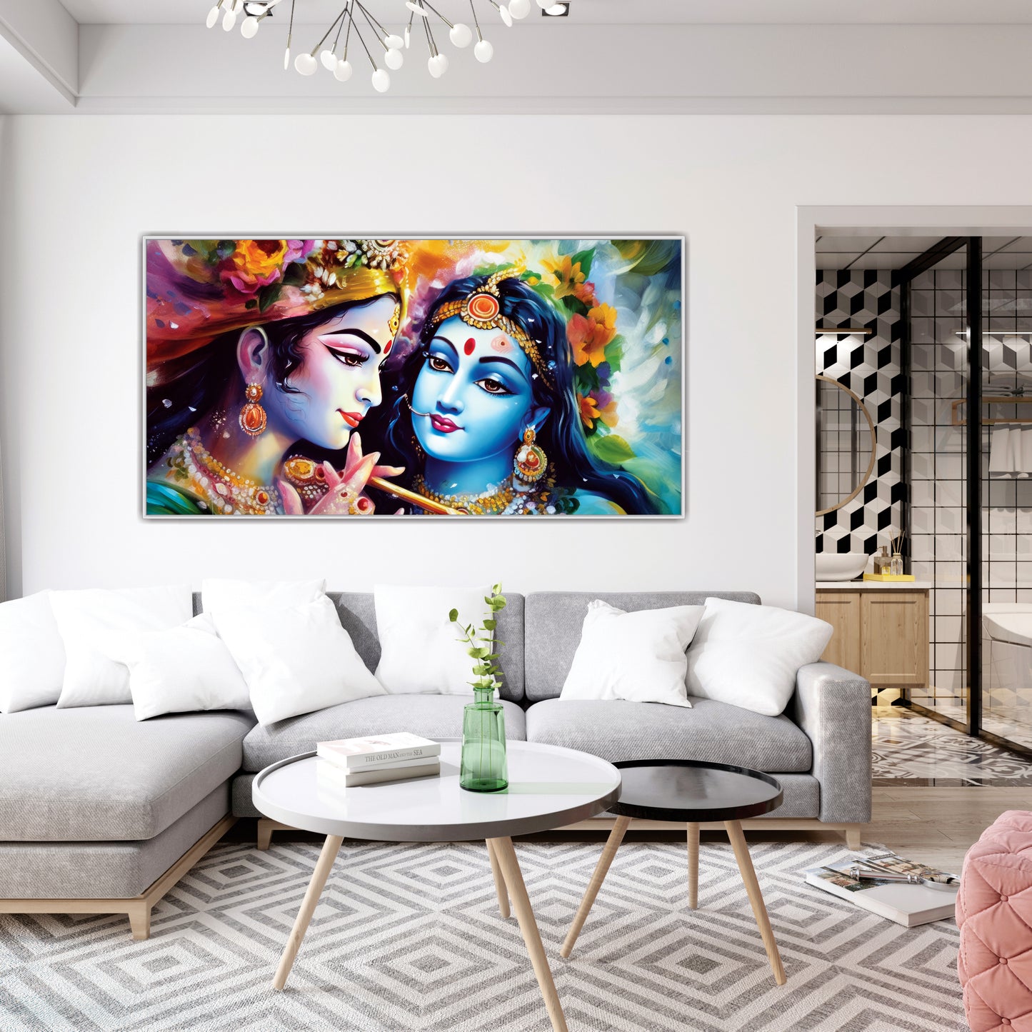 Radha krishna beautiful art Canvas Wall Painting