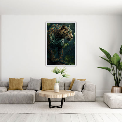 Jaguar Through Leaves Landscape Canvas Art