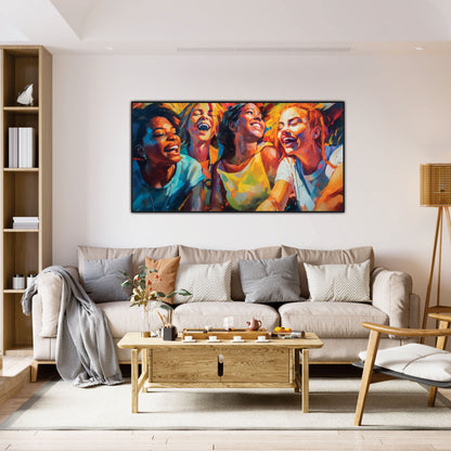 Group of Friends Laughing Landscape Canvas Art