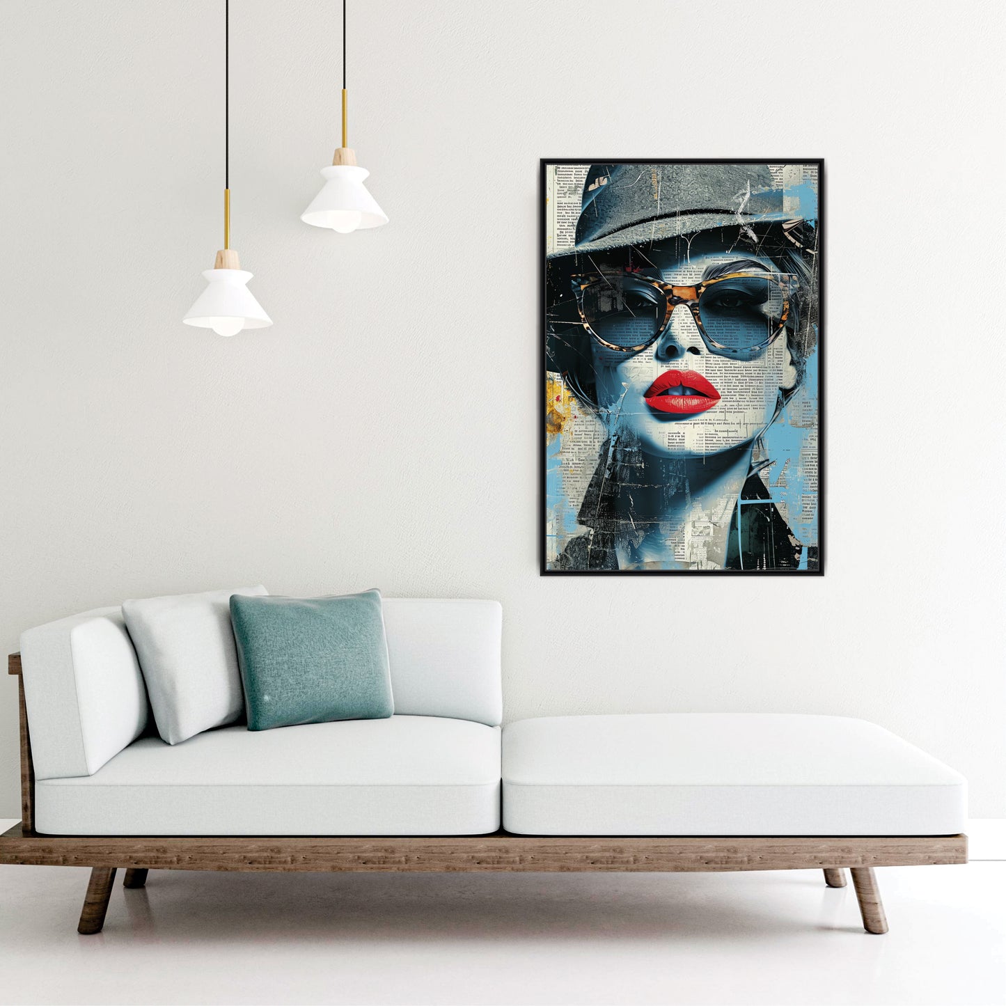 woman made with newspapers Canvas Art Wall Painting