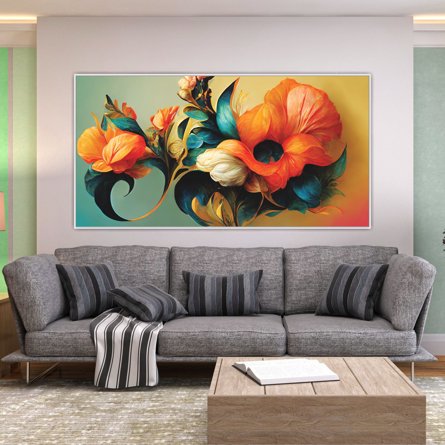 Vibrant Symphony: A 3D Canvas of Orange Blossoms and Whimsical Wings