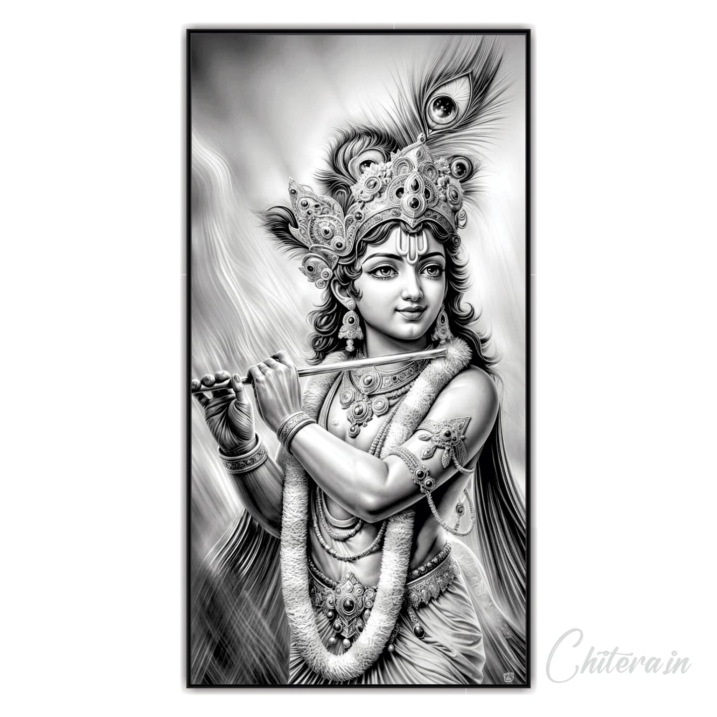 Krishna Black in white Canvas Art Wall Painting