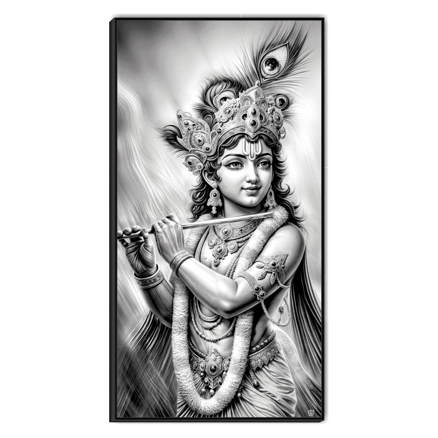 Krishna Black in white Canvas Art Wall Painting