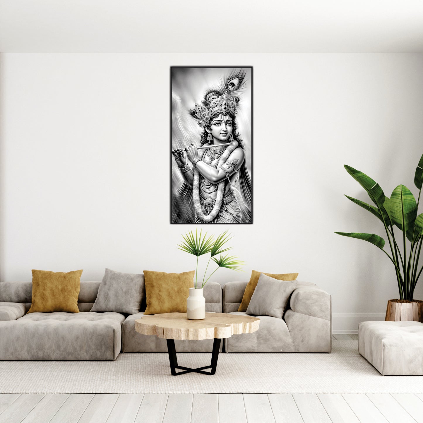 Krishna Black in white Canvas Art Wall Painting