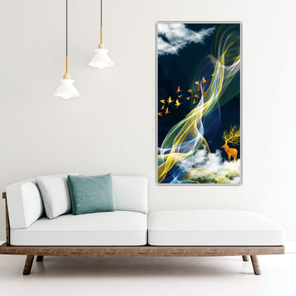 Midnight golden deer Canvas art Print Wall Painting