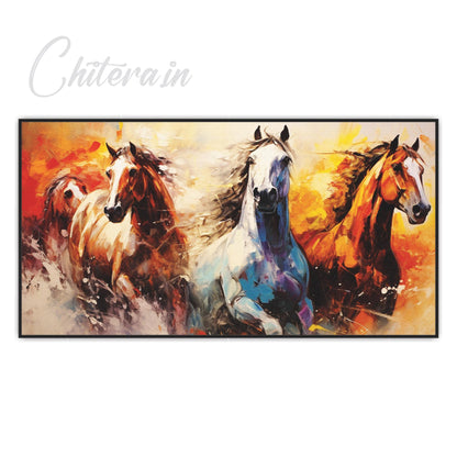 Three horse running art Canvas Print Wall Painting