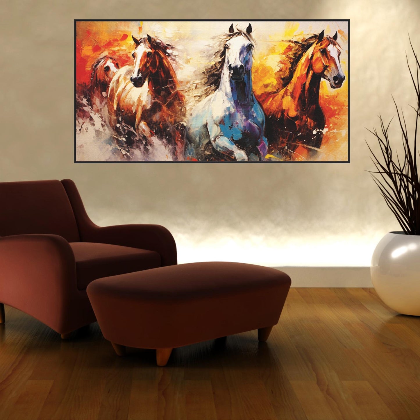 Three horse running art Canvas Print Wall Painting