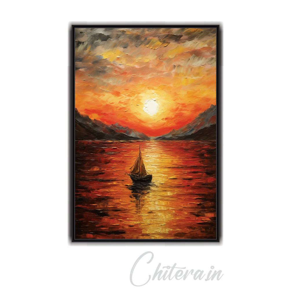 Boating Sunset view Canvas Print Wall Painting