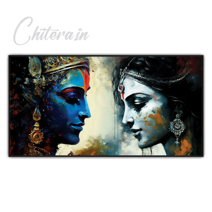 Abstract Radha Krishna beautiful art Canvas Print Wall Painting