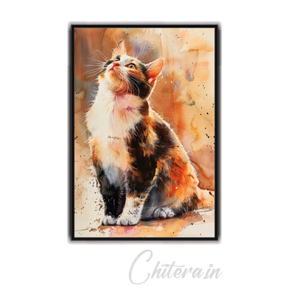 Watercolor Cat Canvas Art