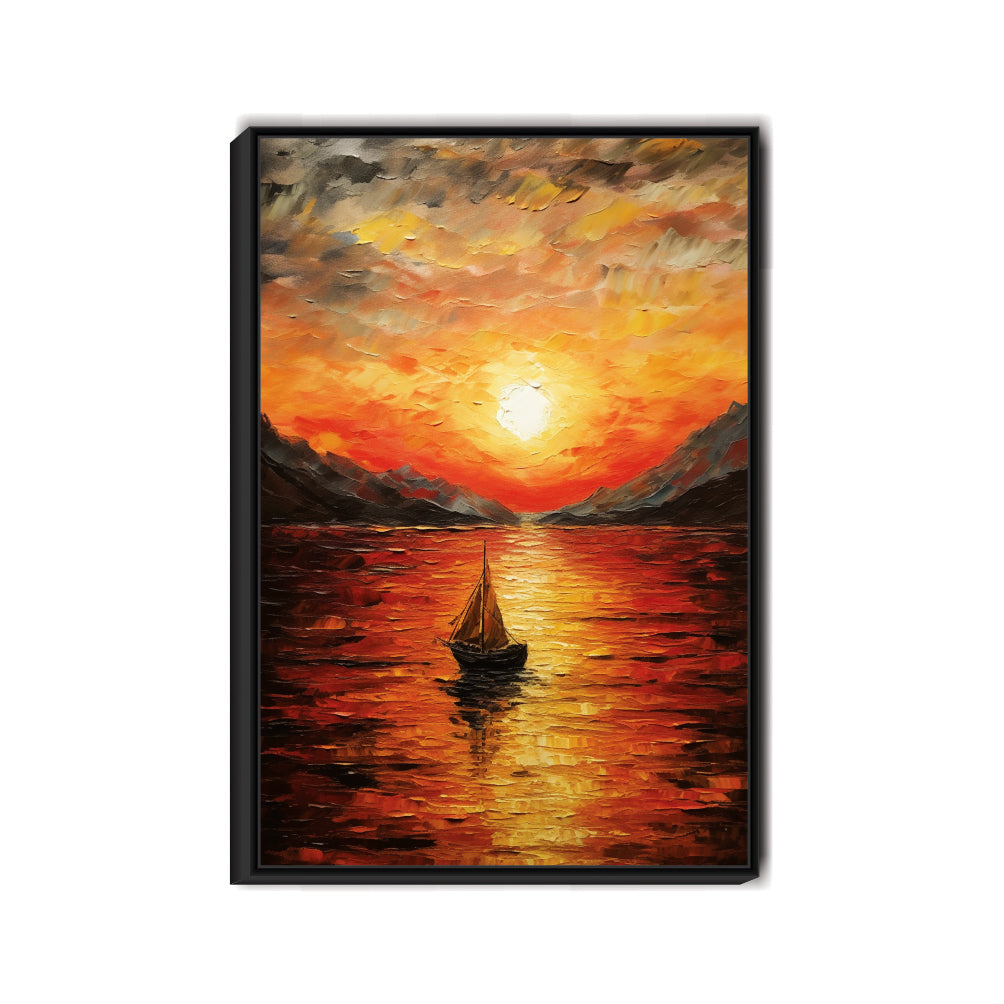 Boating Sunset view Canvas Print Wall Painting