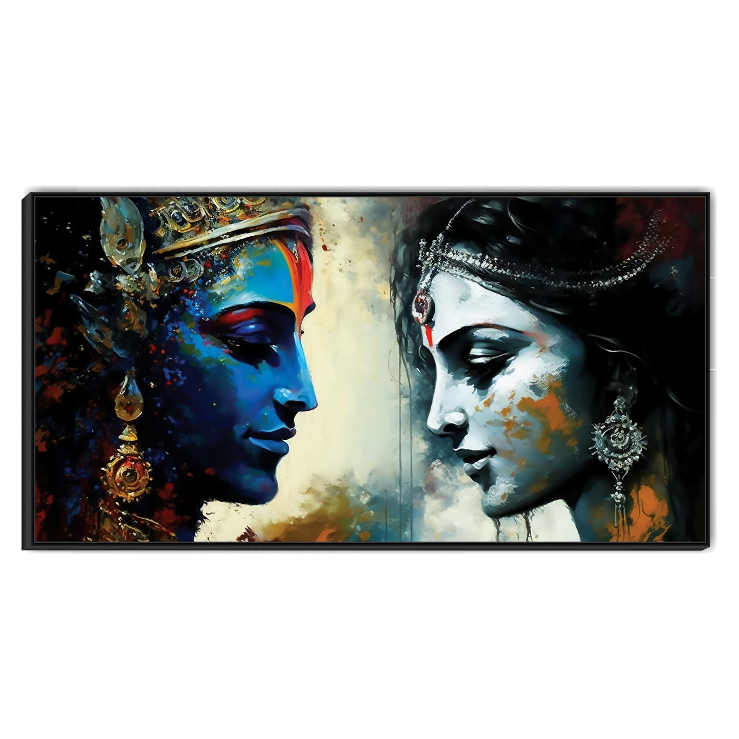 Abstract Radha Krishna beautiful art Canvas Print Wall Painting