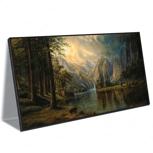 Golden Light Over Majestic Mountain Valley Canvas Wall Art