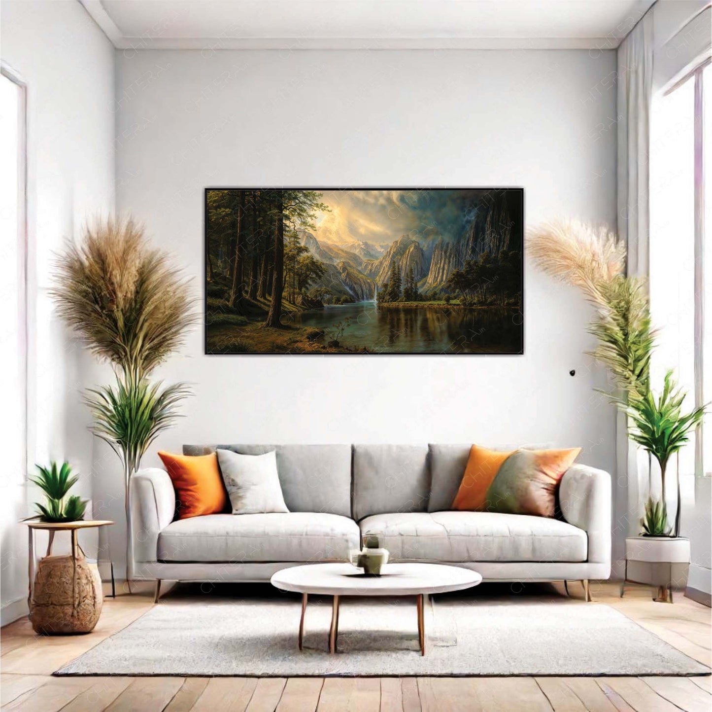 Golden Light Over Majestic Mountain Valley Canvas Wall Art