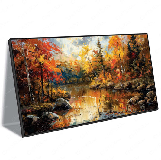 Nature’s Autumn Glow Reflected in the Lake Canvas Wall Art