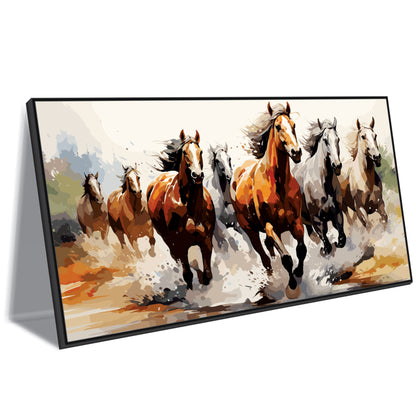 Abstract Seven horse running art Canvas Print Wall Painting