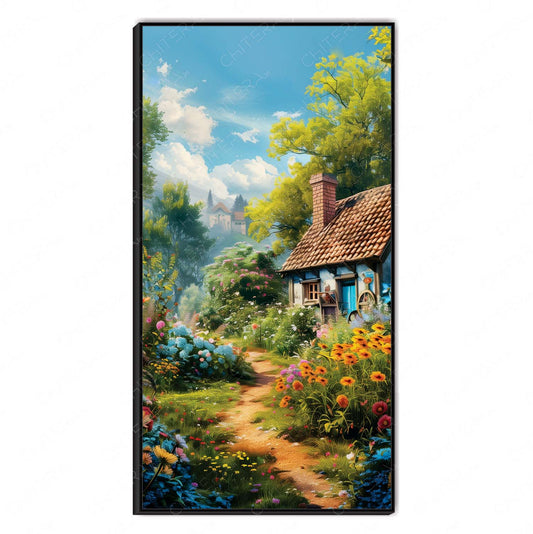 Cottage Garden Pathway with Flowers Canvas Wall Art