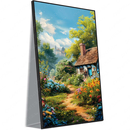 Cottage Garden Pathway with Flowers Canvas Wall Art