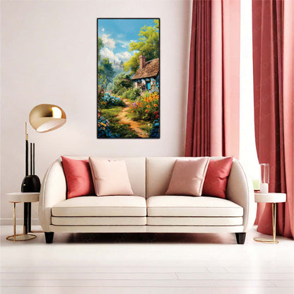 Cottage Garden Pathway with Flowers Canvas Wall Art