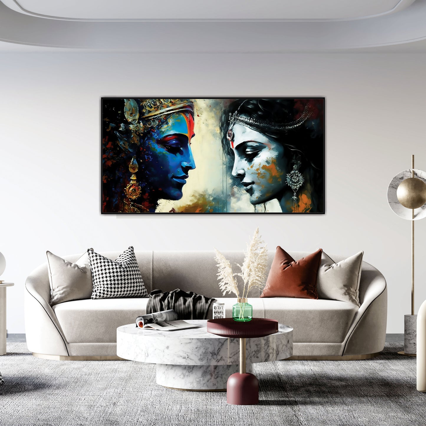 Abstract Radha Krishna beautiful art Canvas Print Wall Painting