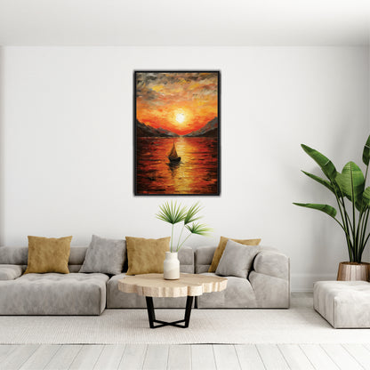 Boating Sunset view Canvas Print Wall Painting