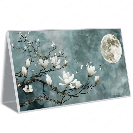 Beautiful White Magnolia Flowers under Moonlight Canvas Wall Art
