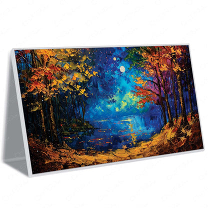 Golden Trees Under Moonlight Canvas Wall Art