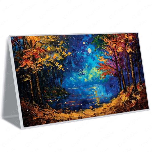 Golden Trees Under Moonlight Canvas Wall Art