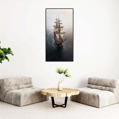 Vintage Tall Ship in Ocean Serenity Canvas Wall Art