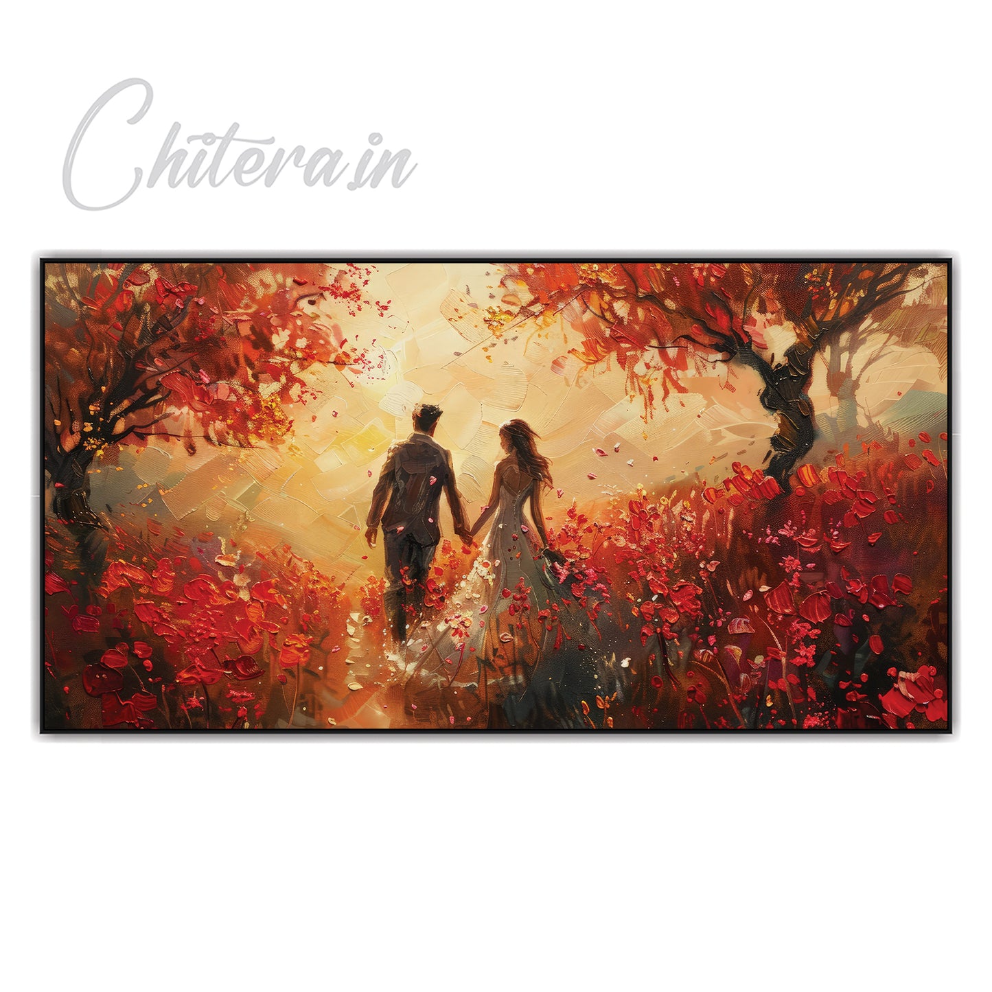 Autumn Romance - Couple Hand in Hand Canvas Art