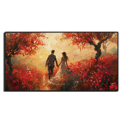 Autumn Romance - Couple Hand in Hand Canvas Art