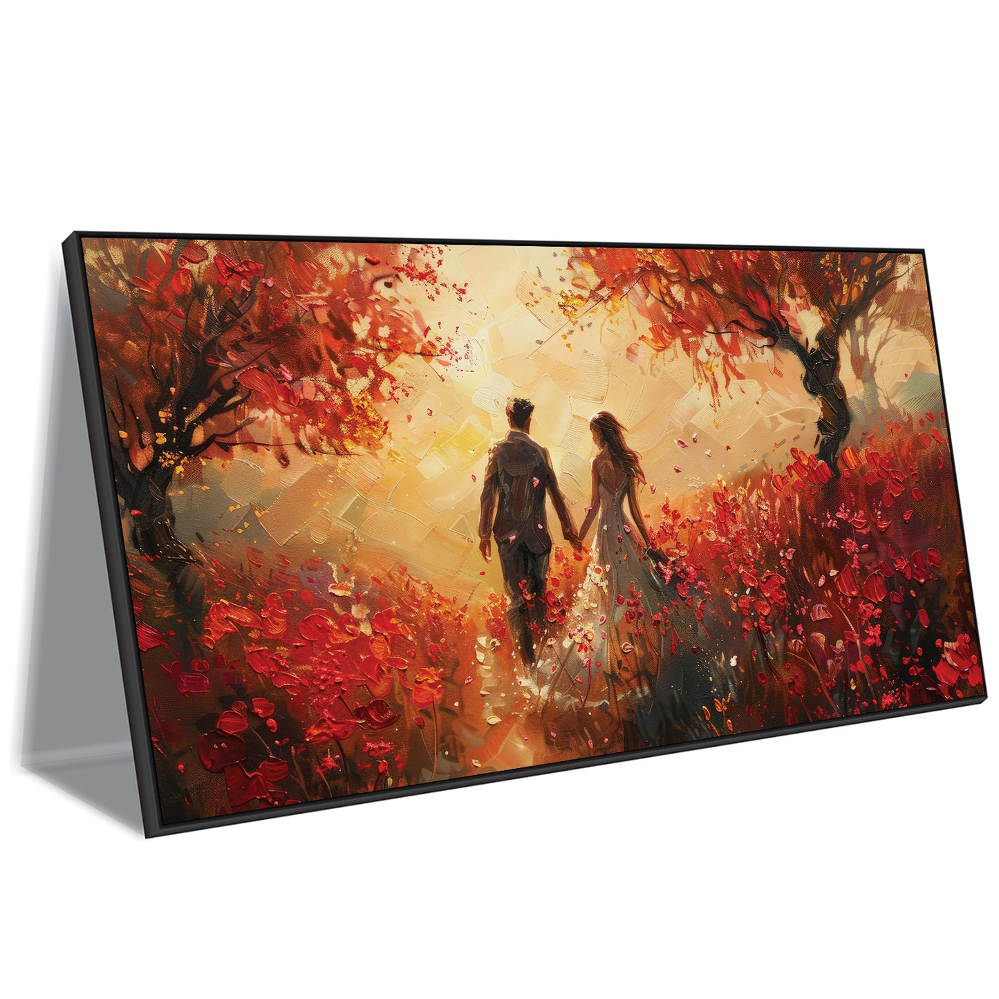 Autumn Romance - Couple Hand in Hand Canvas Art