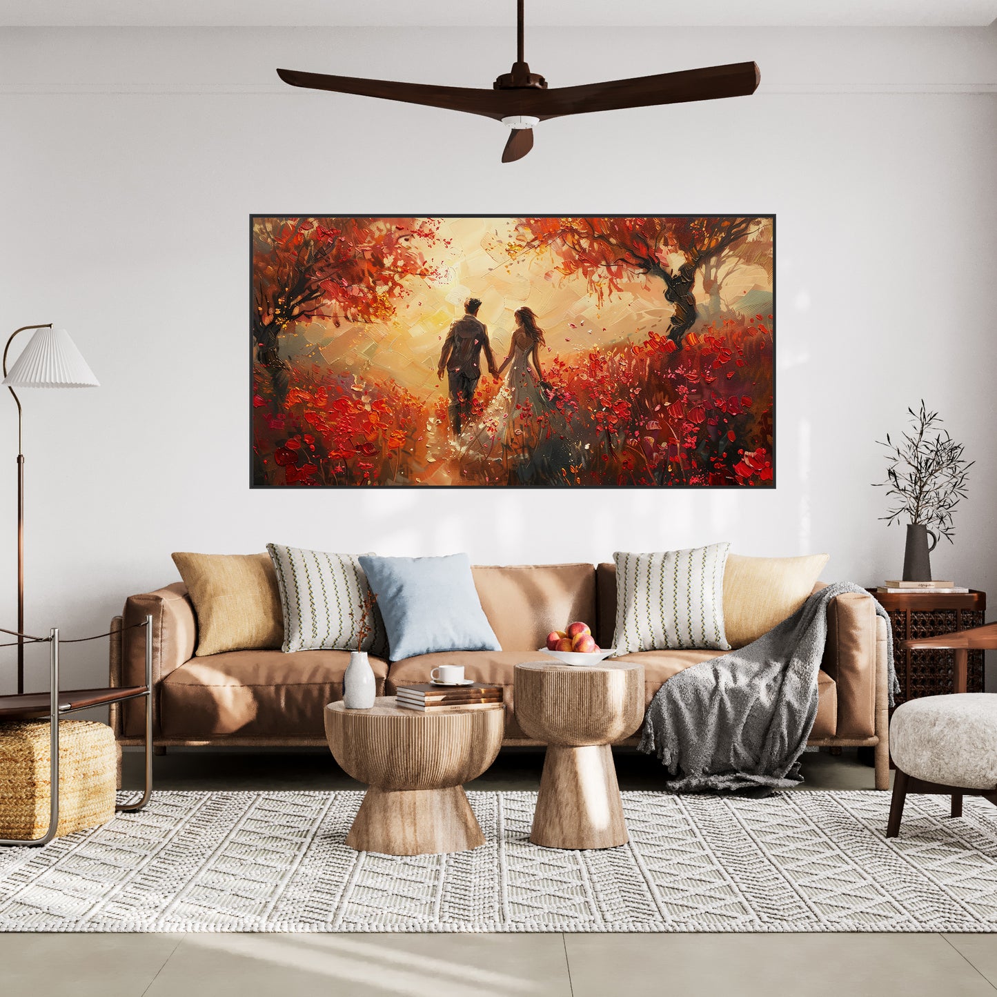 Autumn Romance - Couple Hand in Hand Canvas Art