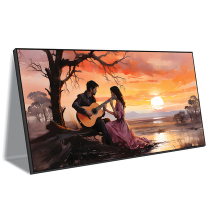 Romantic Sunset Serenade by the Lake Canvas Art